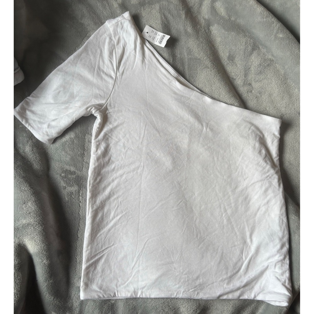 J.Crew Form Knit One Shoulder Top White Short Sleeve BP024 Women Small NWT